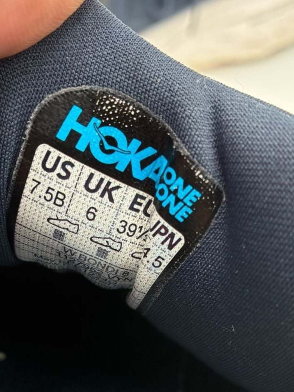 Hoka Women's 'Bondi 8' Navy Running Shoes with Light Blue Logo - Picture 5 of 5
